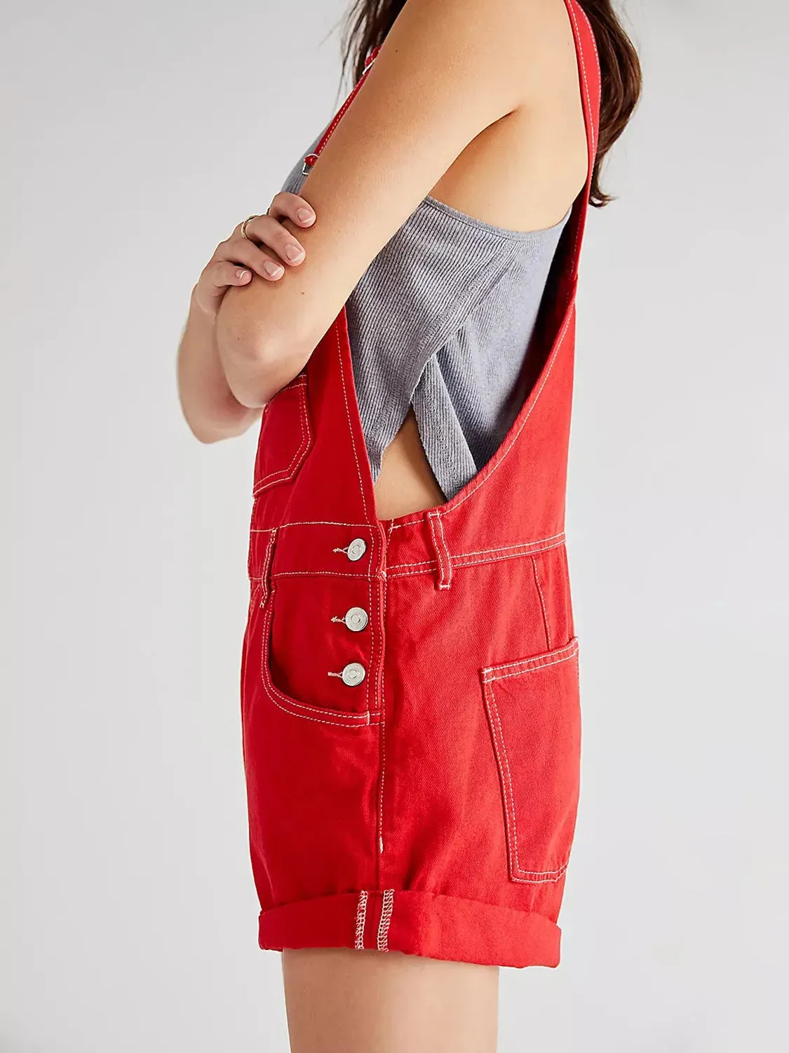 Wide Strap Square Neck Denim Overalls