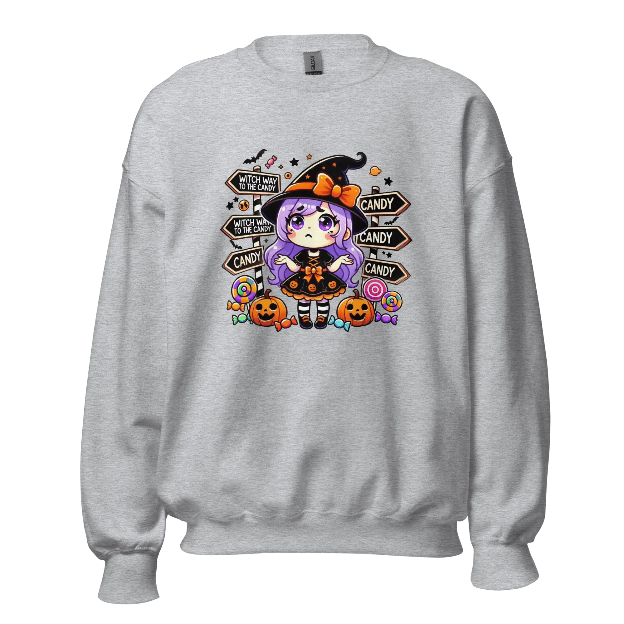 Witch Way To The Candy? - Halloween Sweatshirt - Fun Witch Halloween Sweatshirt