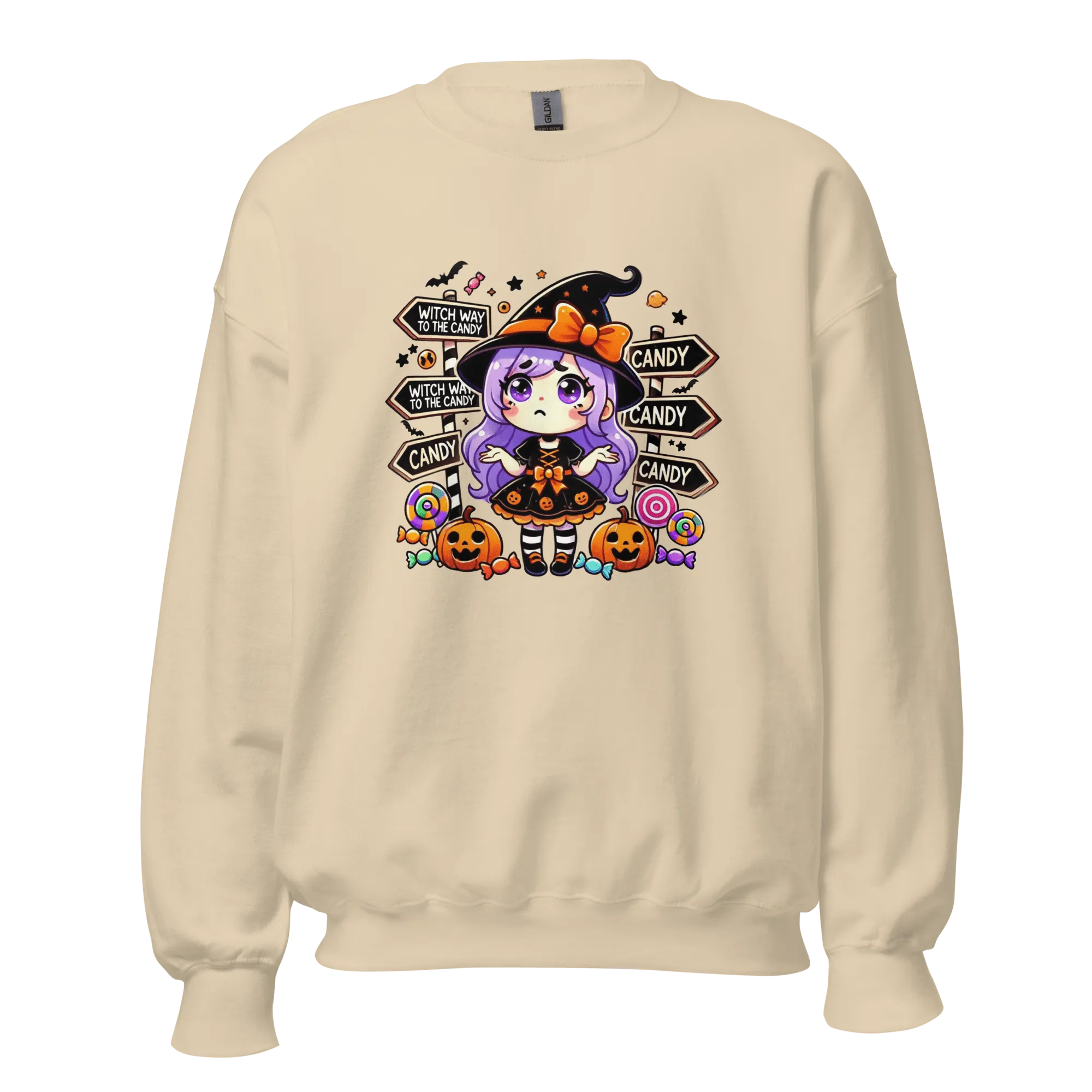 Witch Way To The Candy? - Halloween Sweatshirt - Fun Witch Halloween Sweatshirt