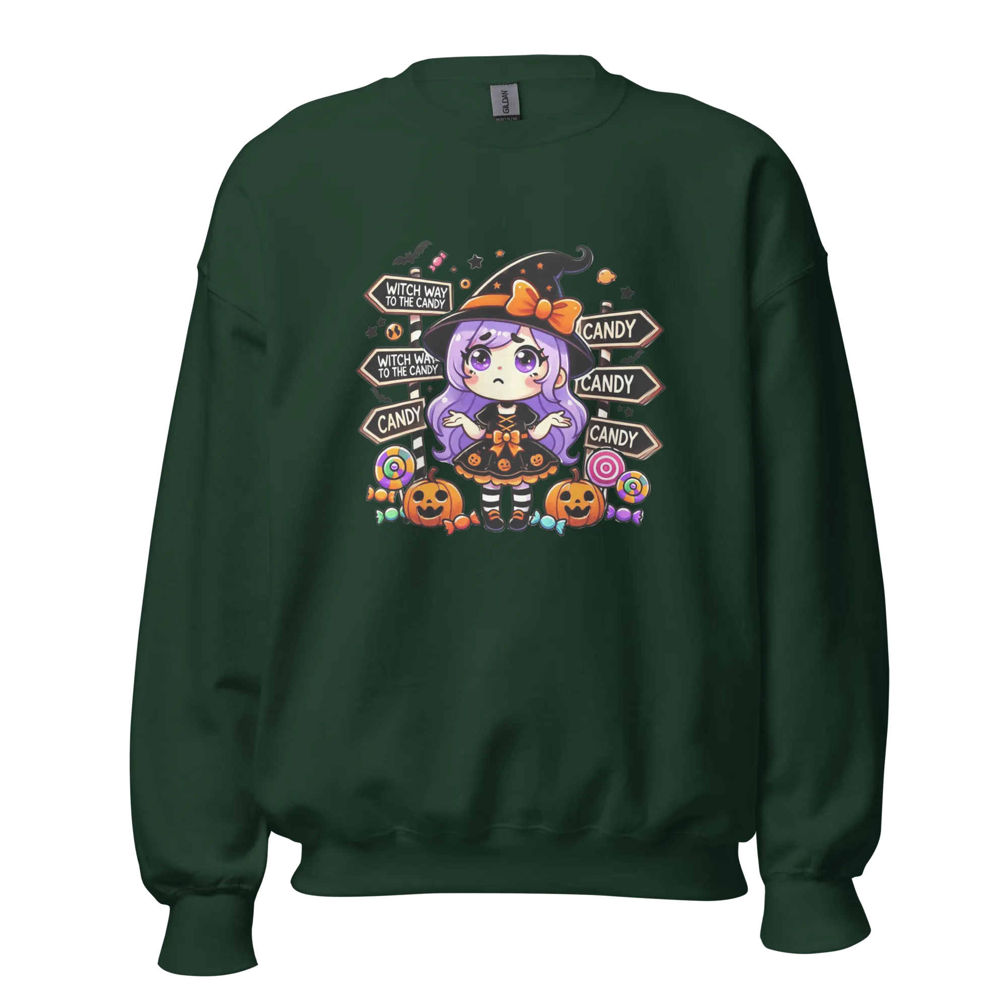 Witch Way To The Candy? - Halloween Sweatshirt - Fun Witch Halloween Sweatshirt