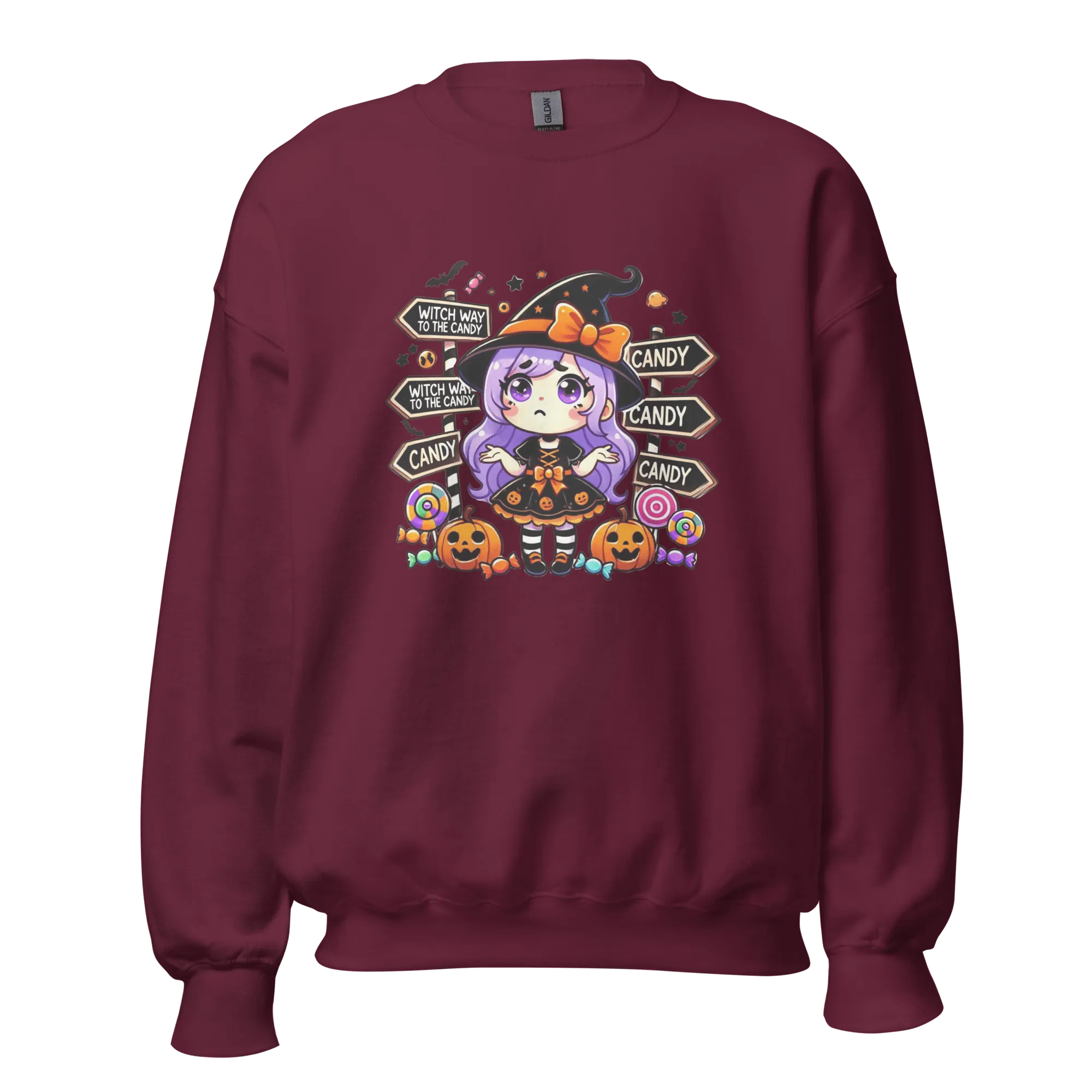 Witch Way To The Candy? - Halloween Sweatshirt - Fun Witch Halloween Sweatshirt