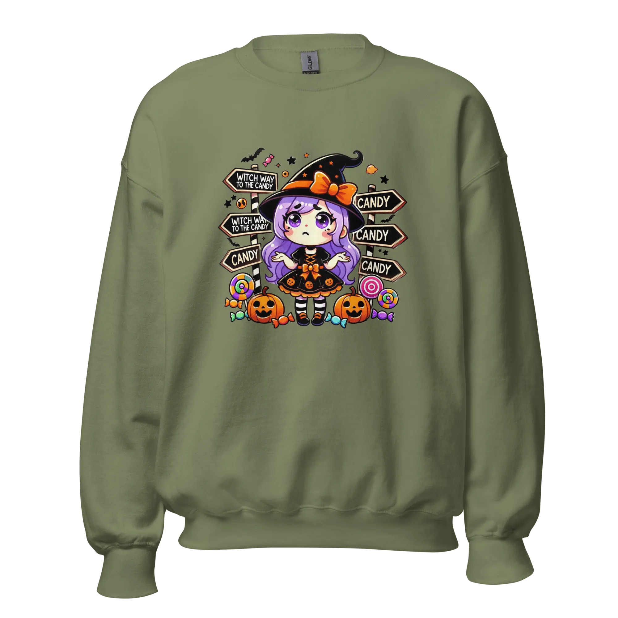 Witch Way To The Candy? - Halloween Sweatshirt - Fun Witch Halloween Sweatshirt