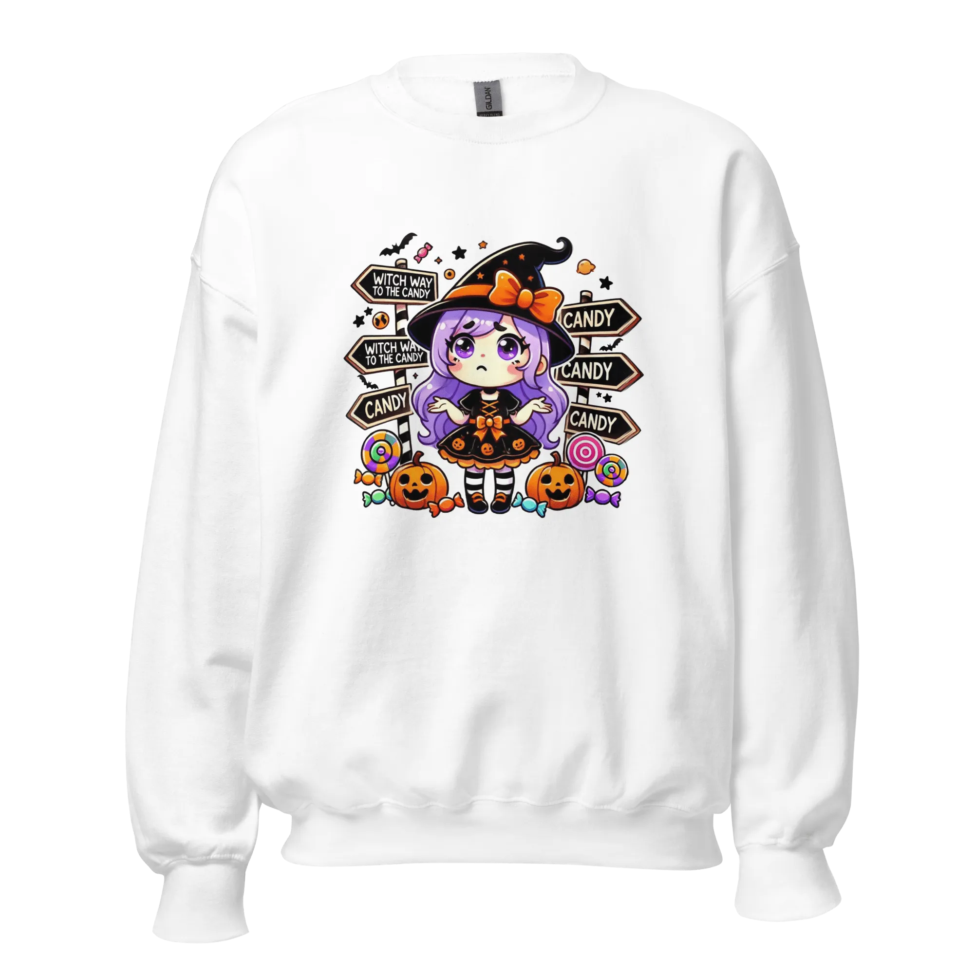 Witch Way To The Candy? - Halloween Sweatshirt - Fun Witch Halloween Sweatshirt
