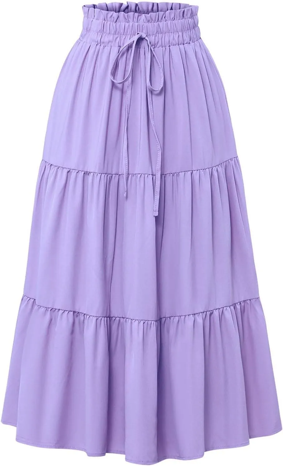 Womens Floral Maxi Skirt Summer Comfy Tiered Elastic High Waisted Long Skirts Vacation A Line Flowy Swing Skirt