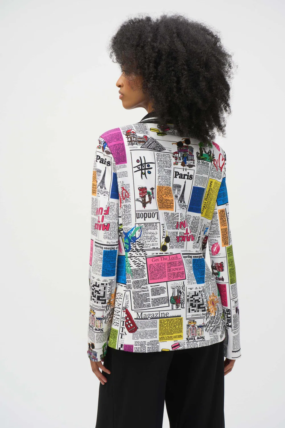 Word Print Fitted Blazer