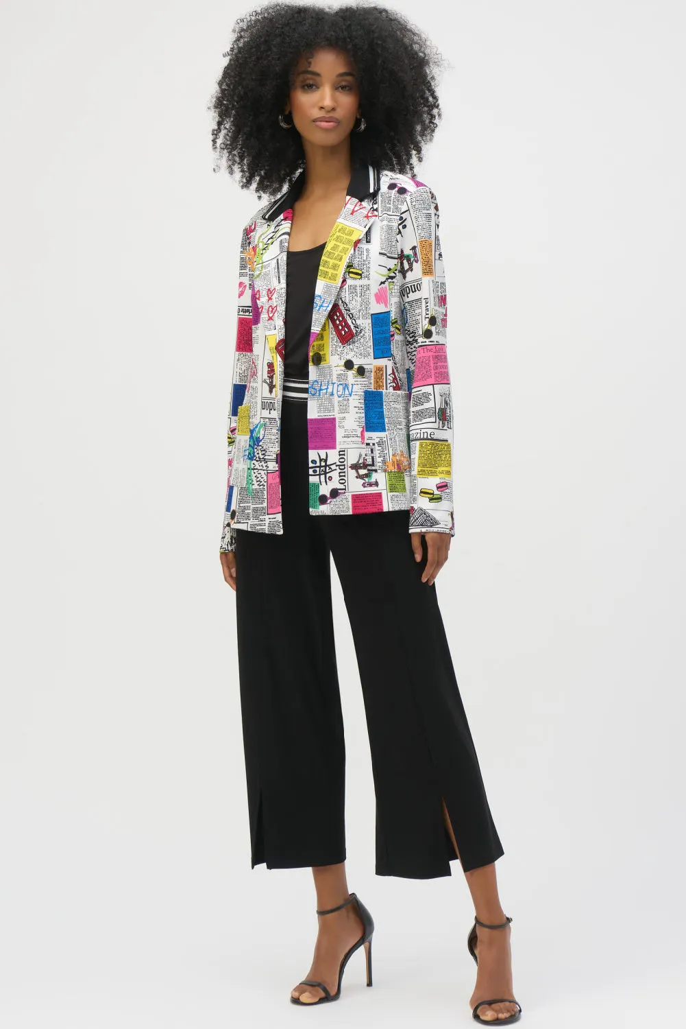 Word Print Fitted Blazer